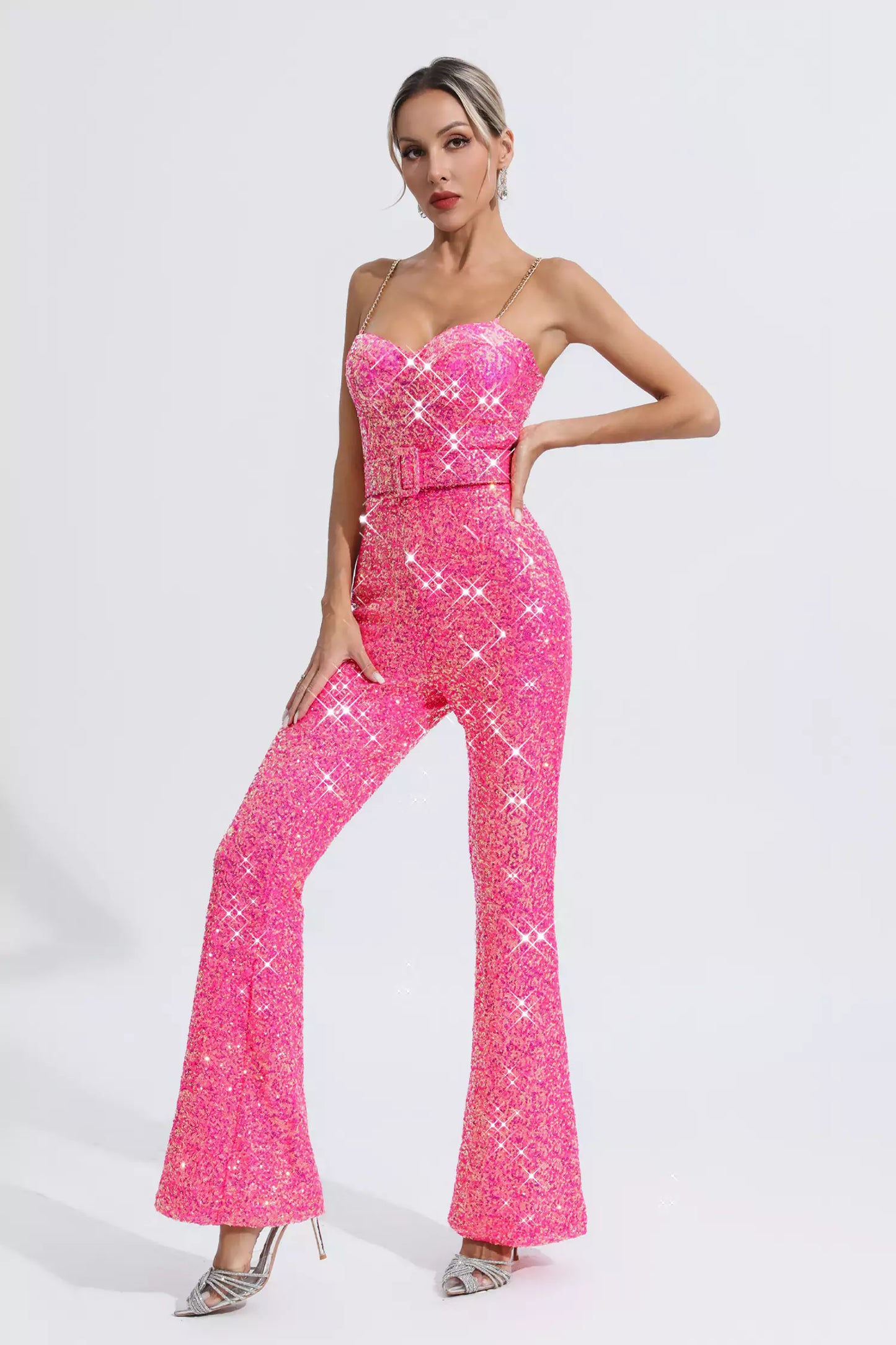 Fallon Rose Red Sequins Jumpsuit