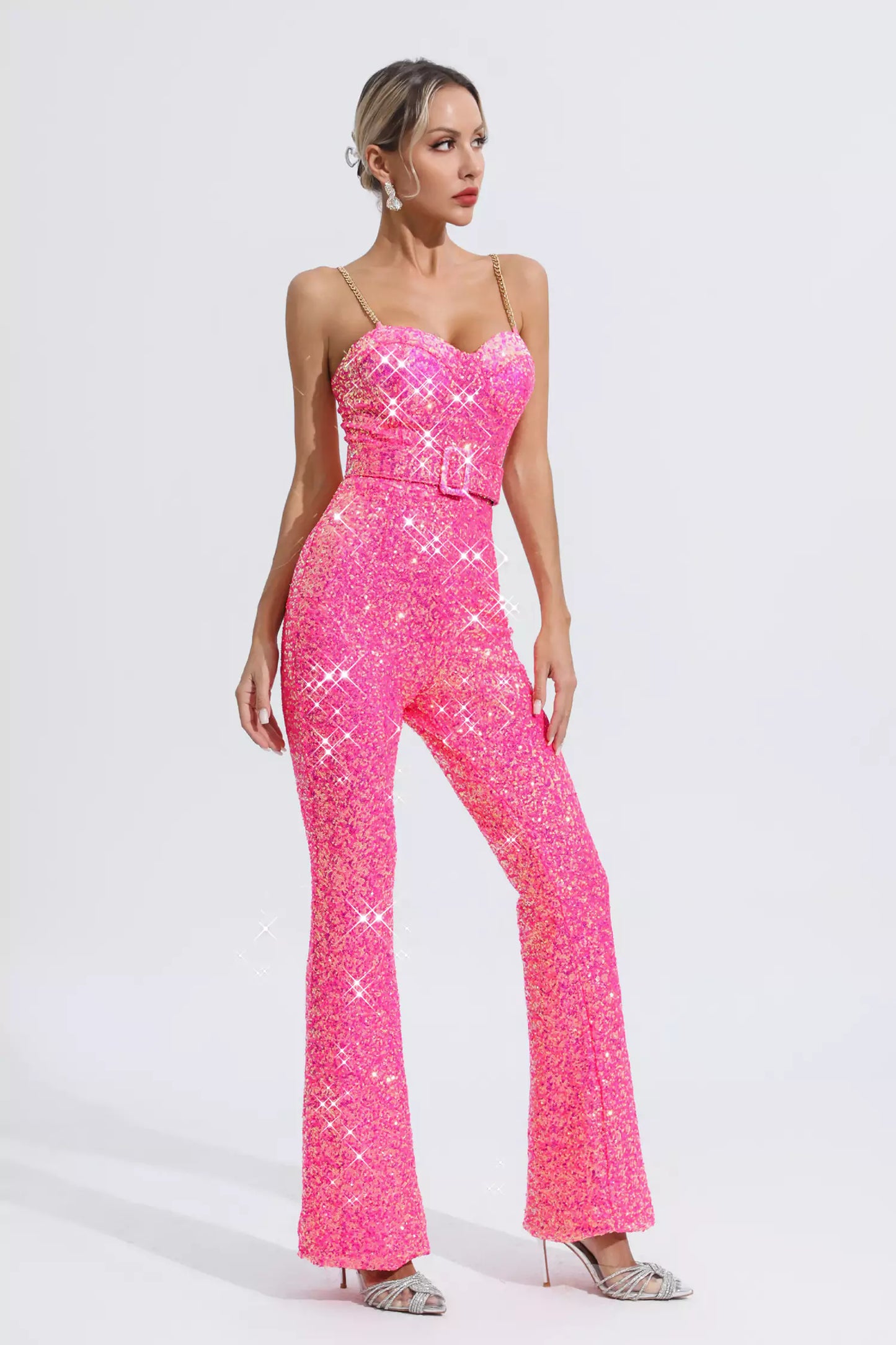 Fallon Rose Red Sequins Jumpsuit