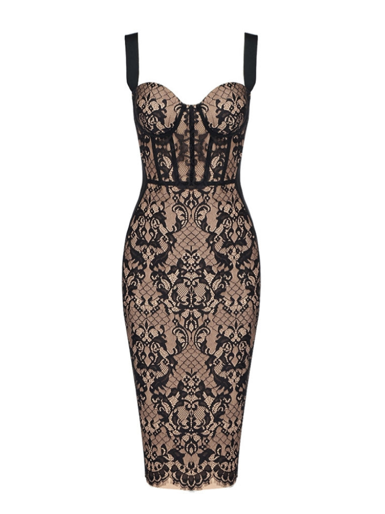 Finbar Patchwork Lace Bandage Dress FancyAdd Finbar Patchwork Lace Bandage Dress FancyAdd