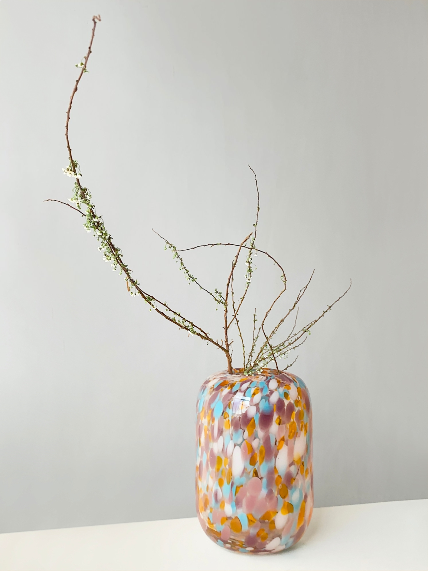 Retro Colorful Polka Dot Glass Vase