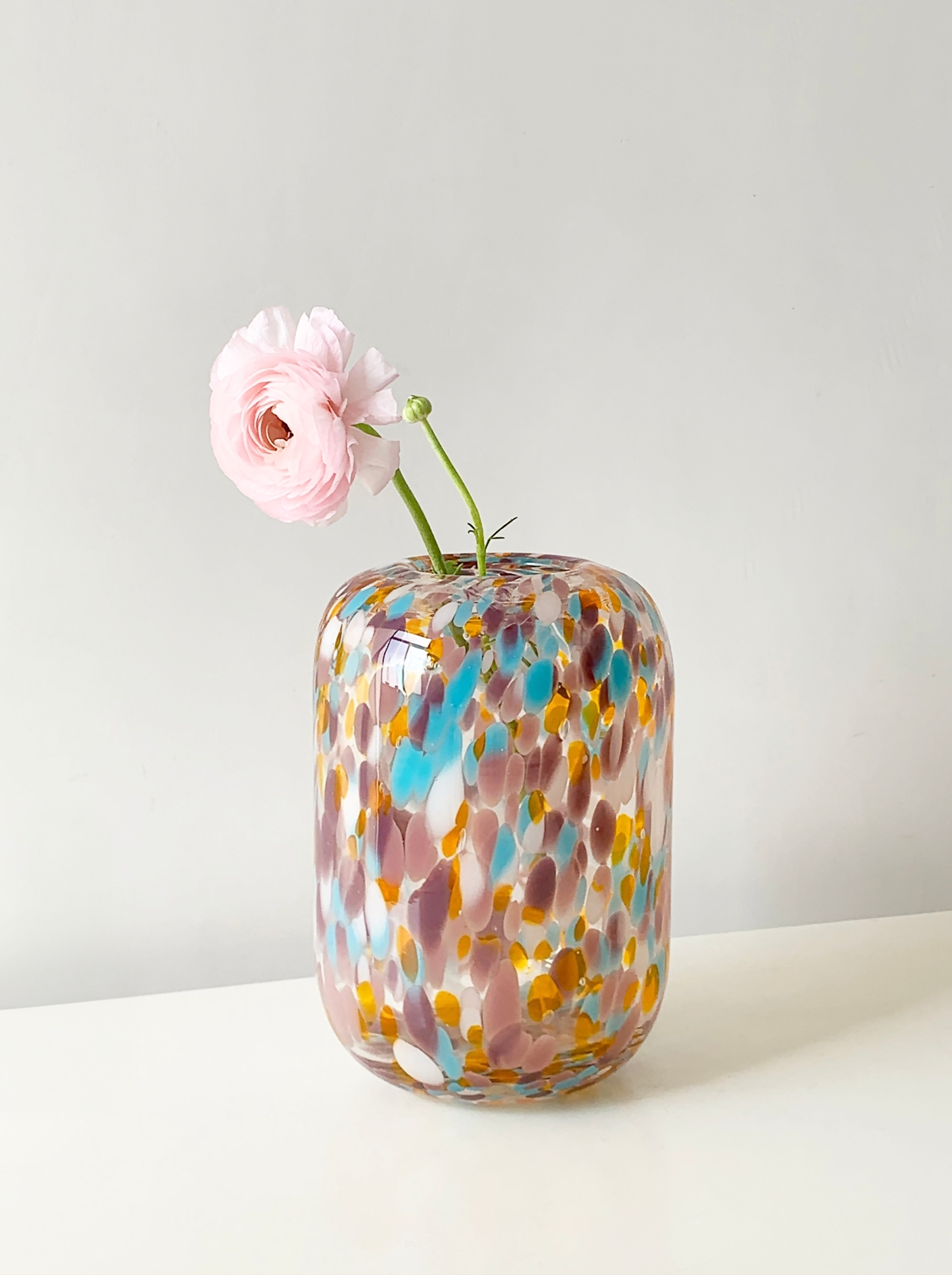 Retro Colorful Polka Dot Glass Vase