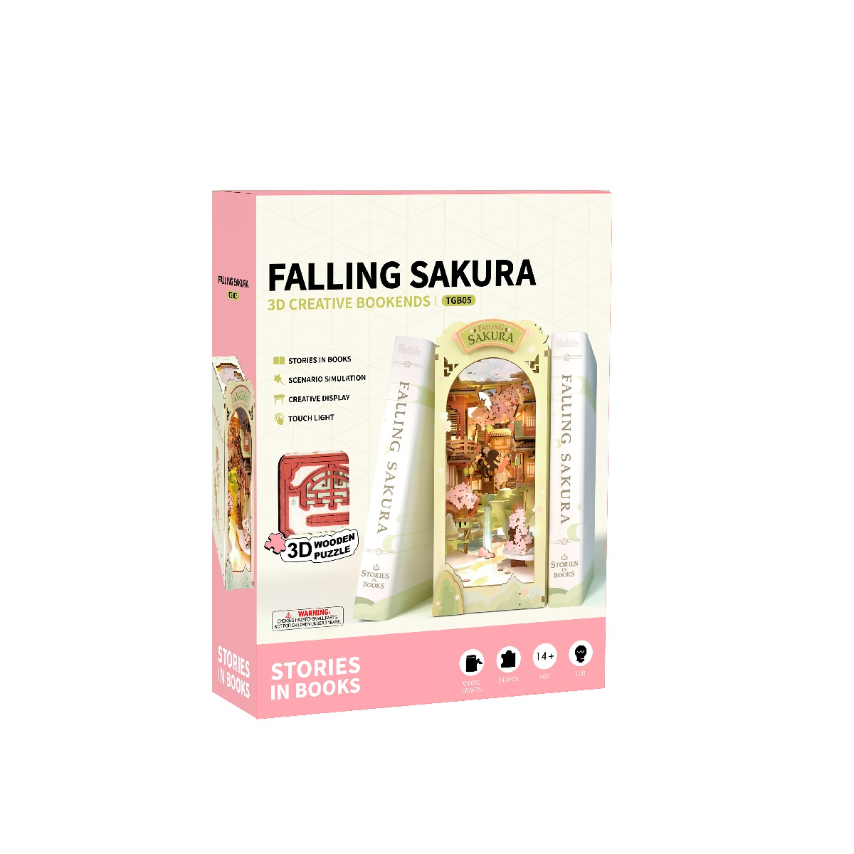 Book Nook Shelf Insert - Falling Sakura