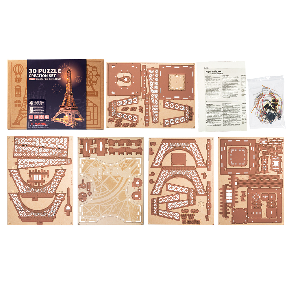 3D Wooden Puzzle - Night of the Eiffel Tower