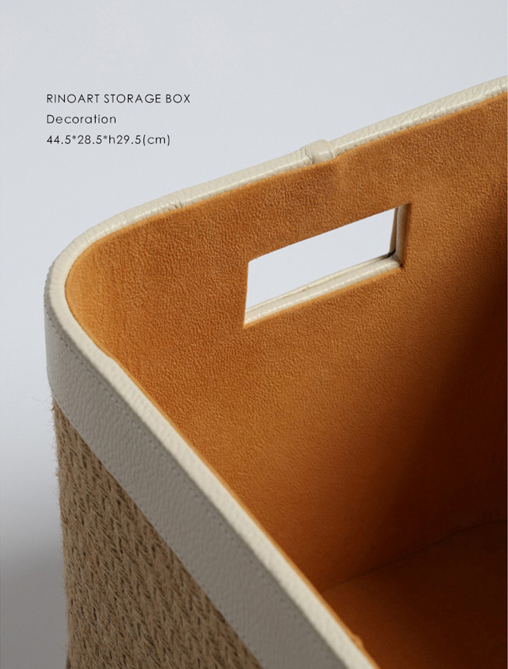 Yellow Hemp Handwoven Italian Fine Leather Storage Box