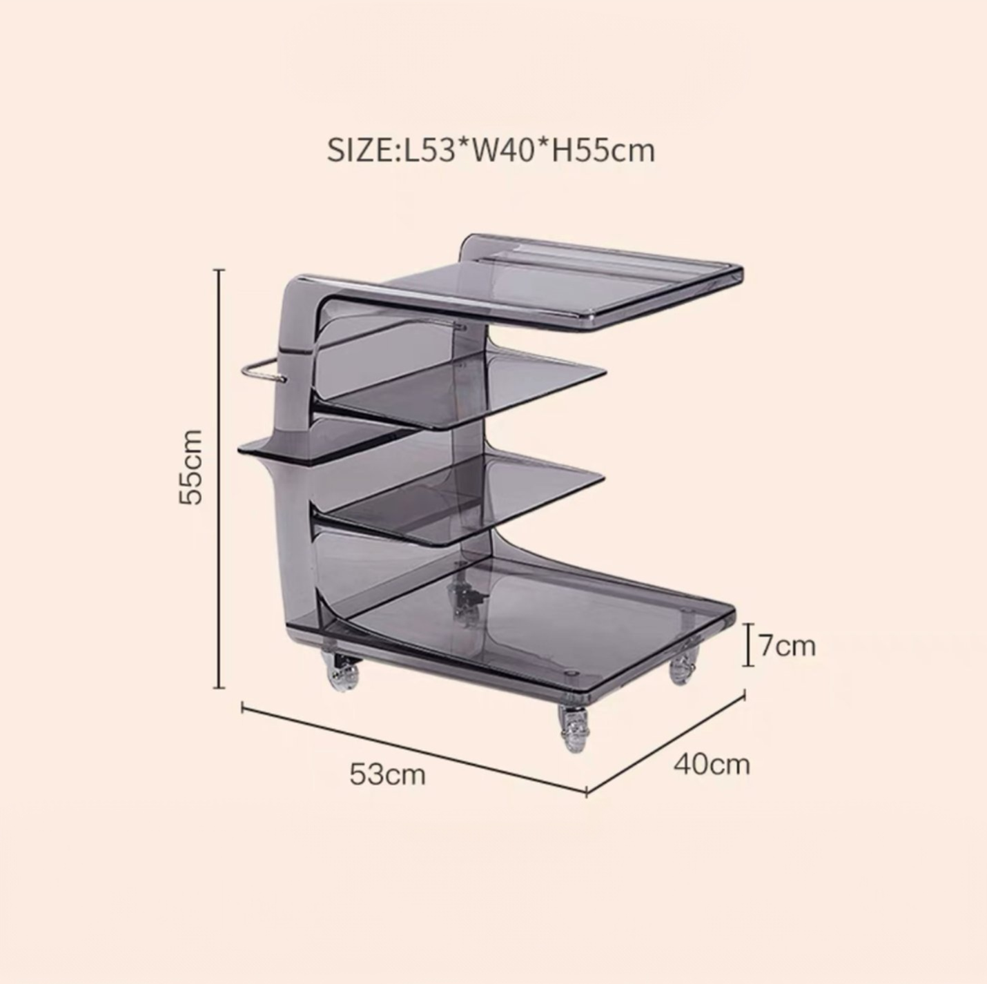 Acrylic Trolley Side Table