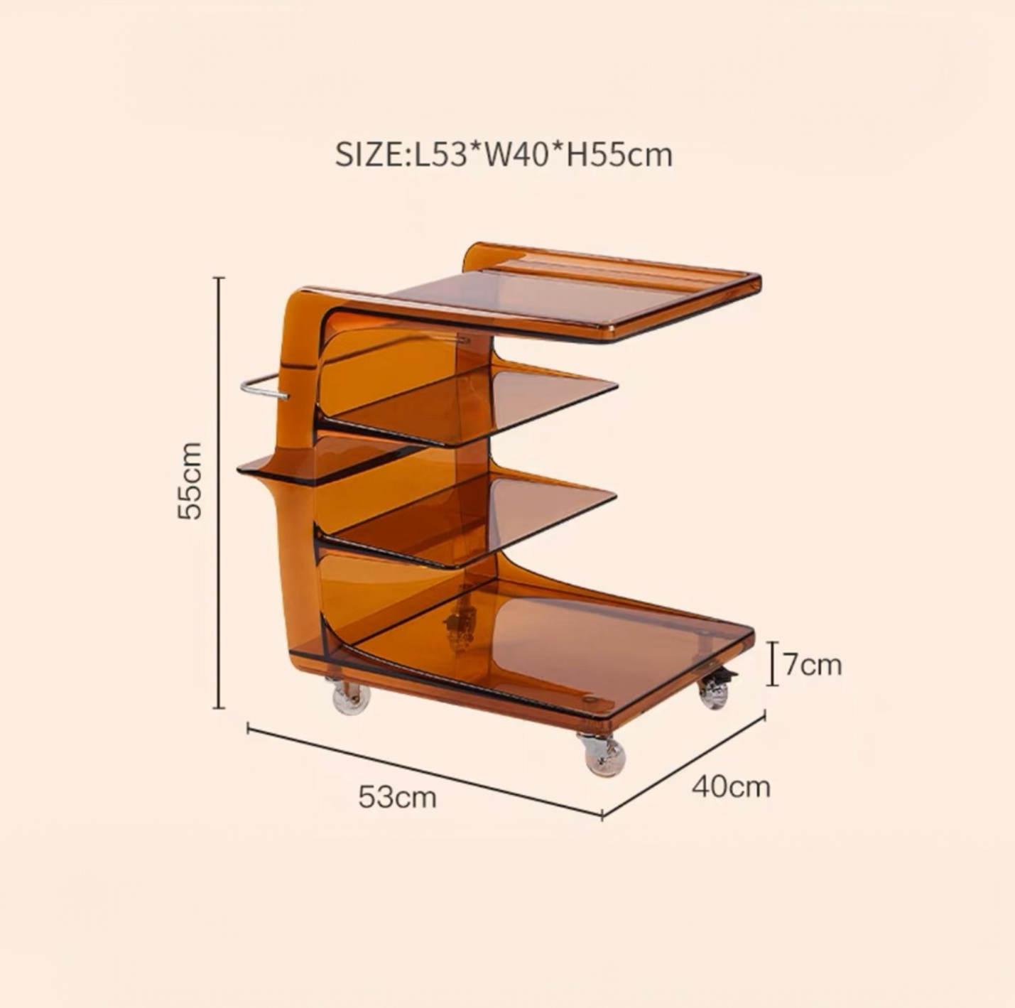 Acrylic Trolley Side Table