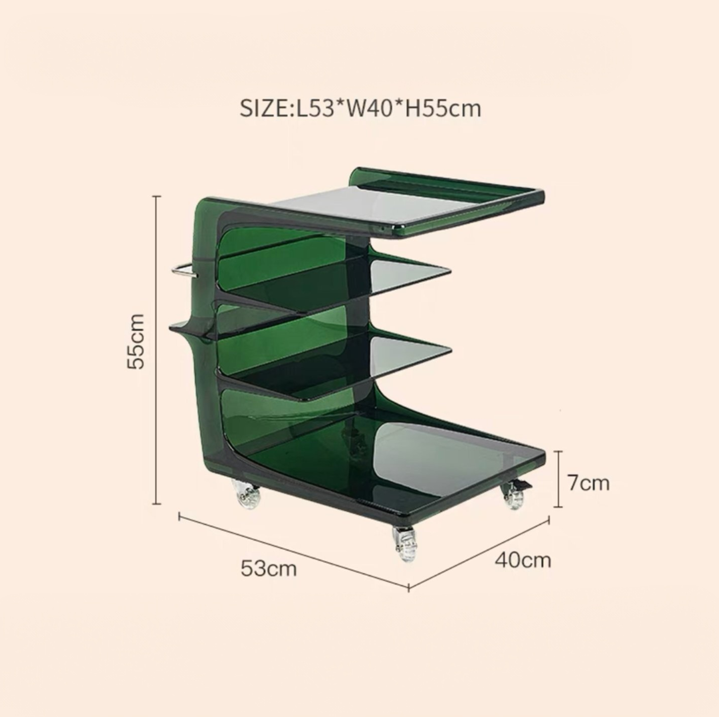 Acrylic Trolley Side Table