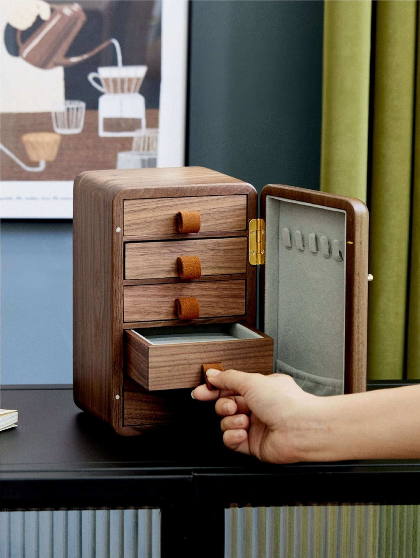 Walnut Refrigerator Jewelry Box