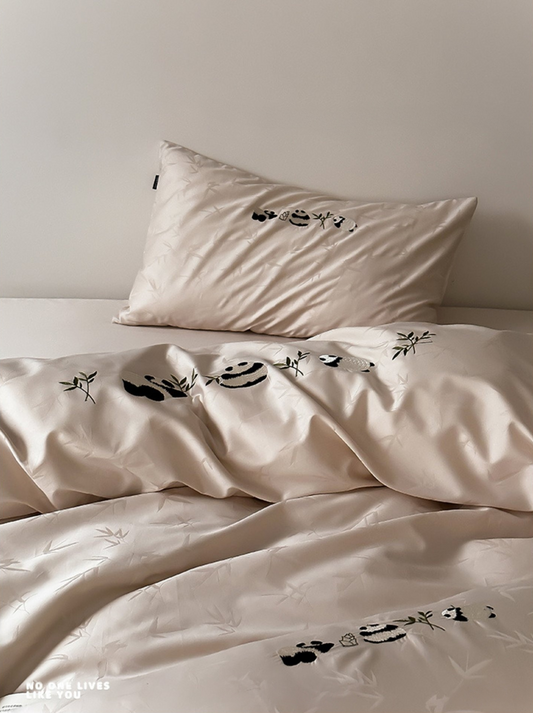 Panda Blossom Luxe Cotton Bedding Set