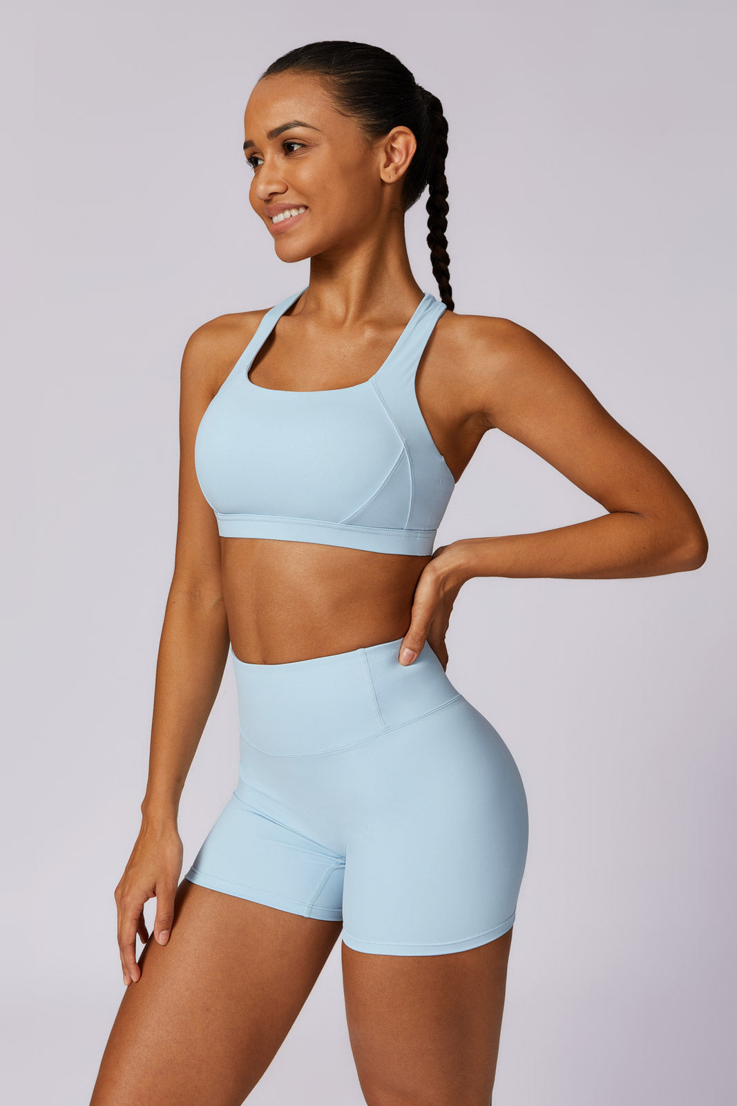 Flex Sports Bra and Shorts Set - Ice Blue