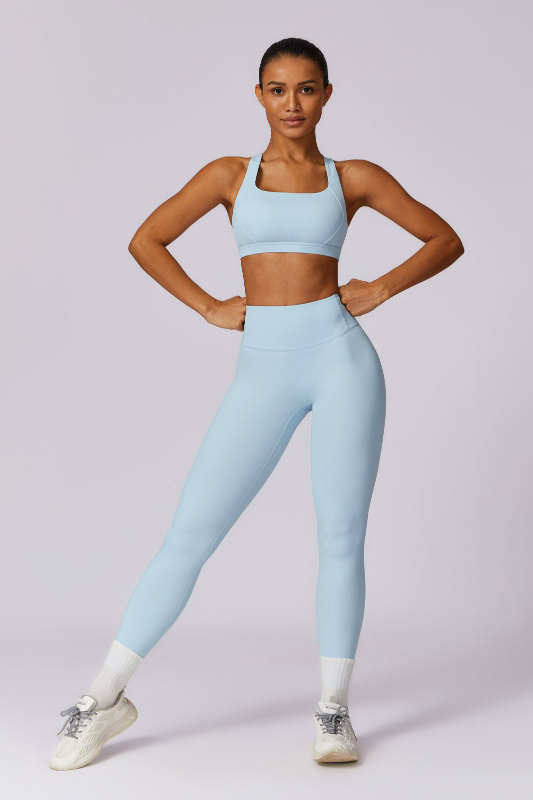 Flex Sports Bra and Leggings Set - Ice Blue