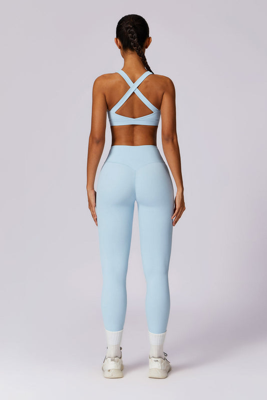 Flex Sports Bra and Leggings Set - Ice Blue