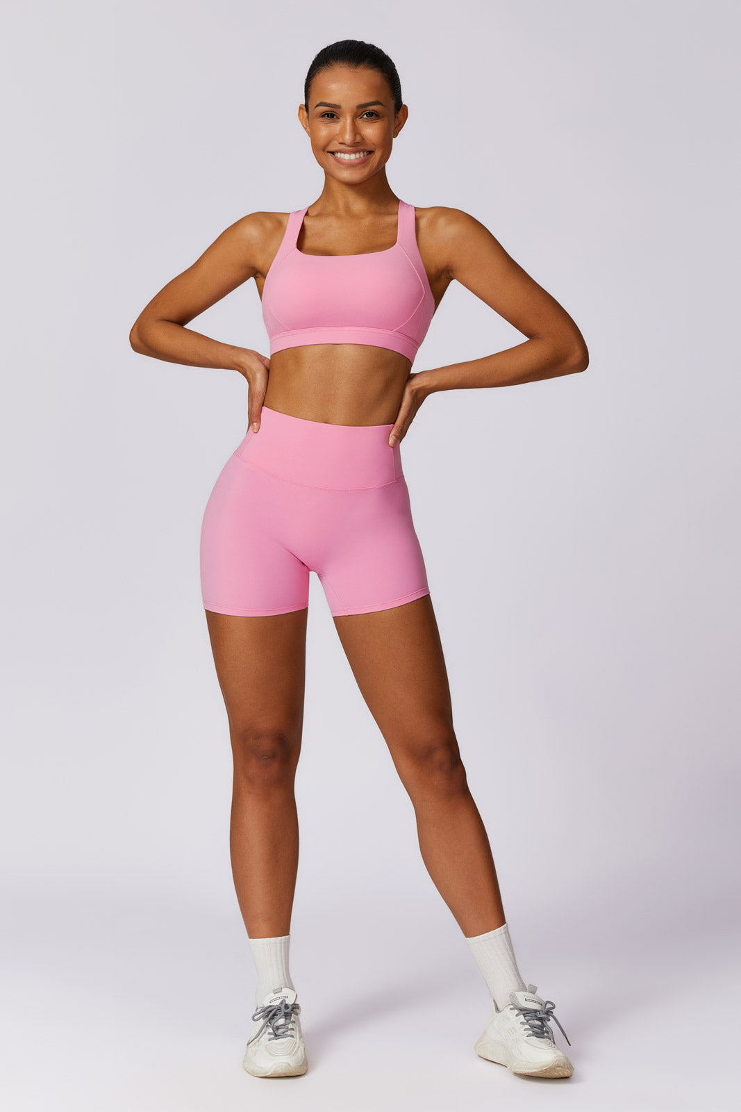 Flex Sports Bra and Shorts Set - Pink