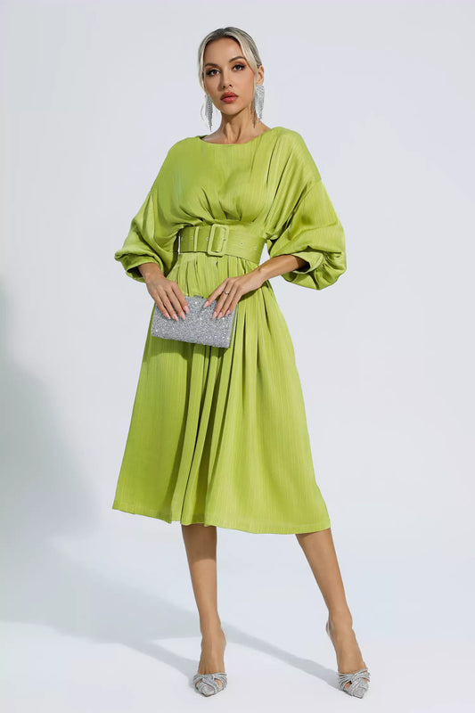 Flora Light Green Satin Midi Dress FancyAdd Flora Light Green Satin Midi Dress FancyAdd