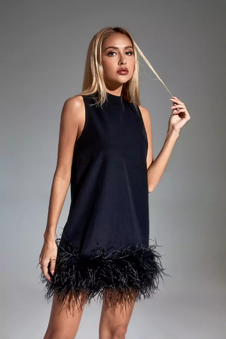 Hope Black Feather Mini Dress – FancyAdd Hope Black Feather Mini Dress – FancyAdd