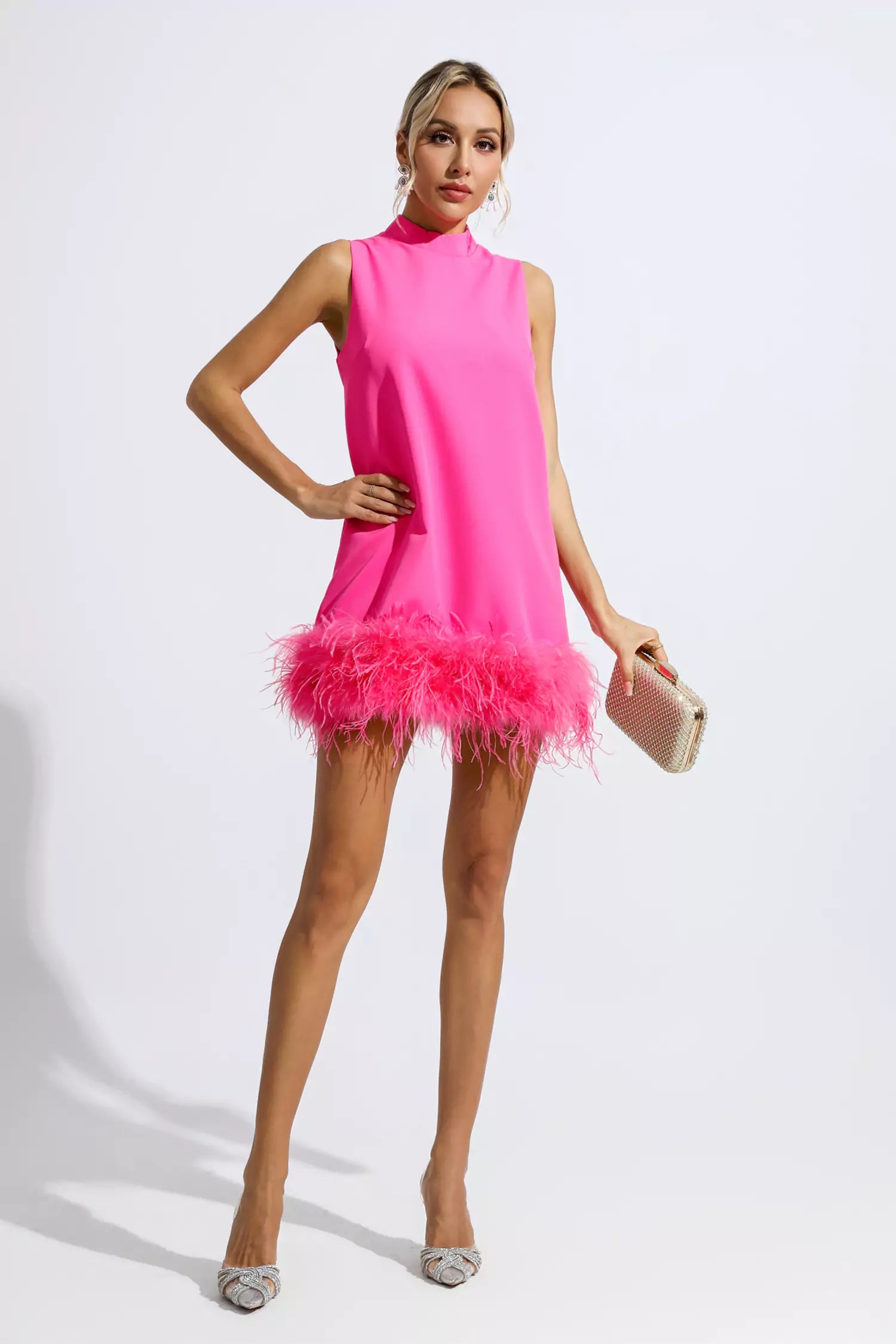 Hope Pink Feather Mini Dress – FancyAdd