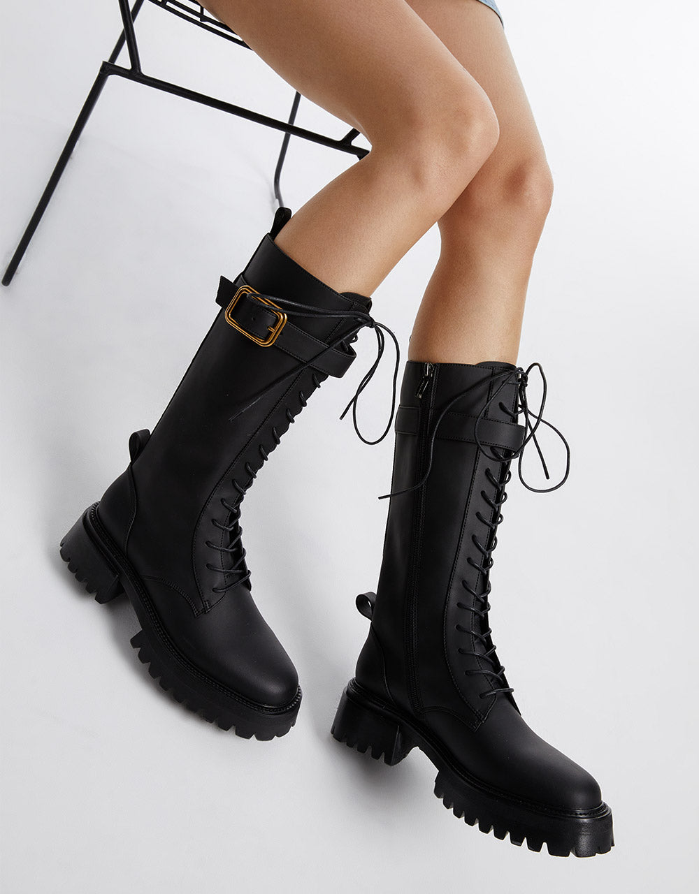 Knee High Combat Style Boots