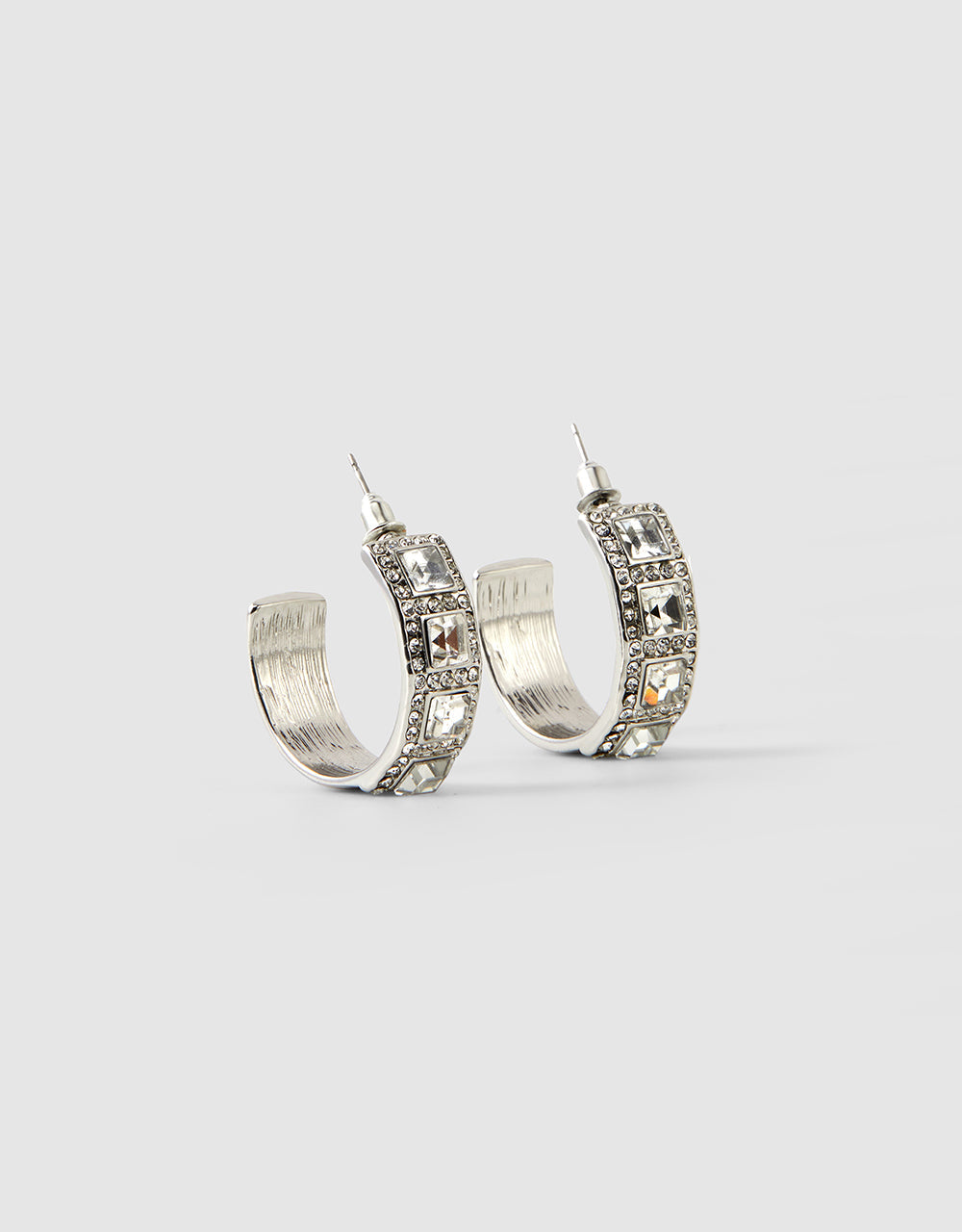 Rhinestone Open Hoop Earrings