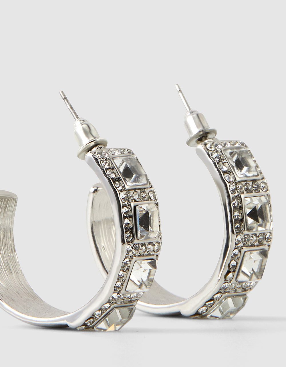 Rhinestone Open Hoop Earrings