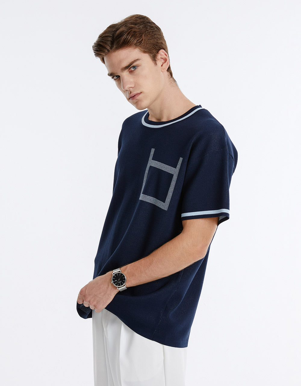 Contrast Trim Knit T-Shirt