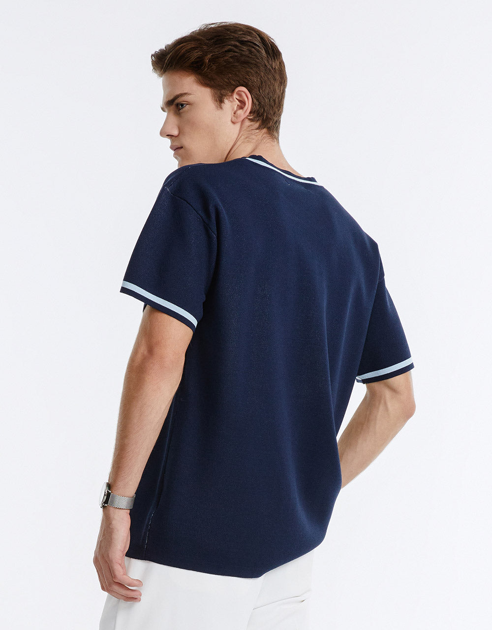 Contrast Trim Knit T-Shirt