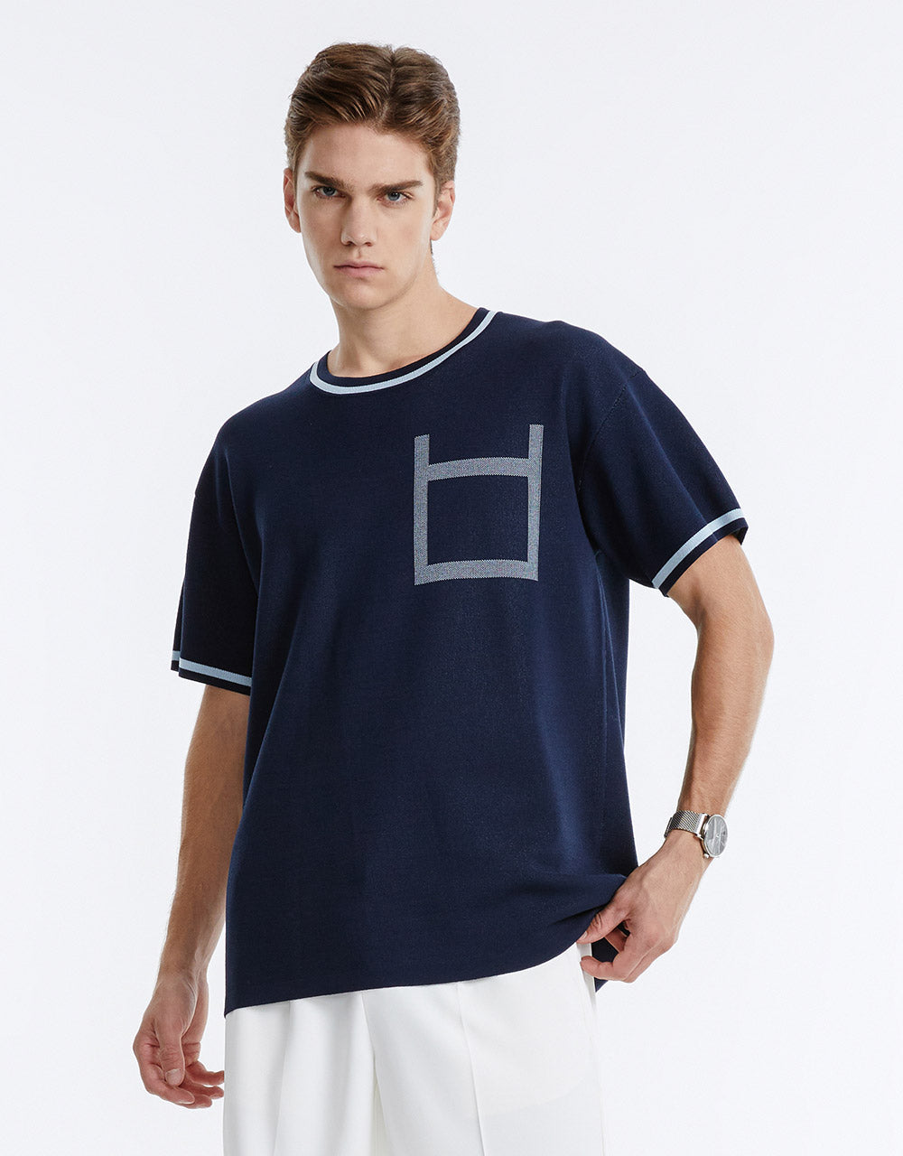 Contrast Trim Knit T-Shirt