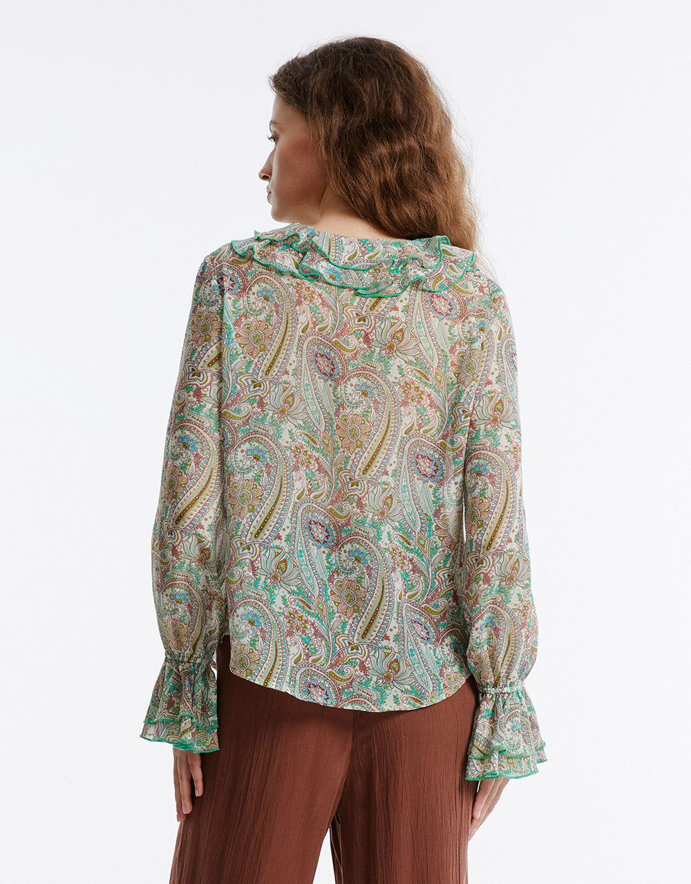 Paisley Print Ruffled Shirt