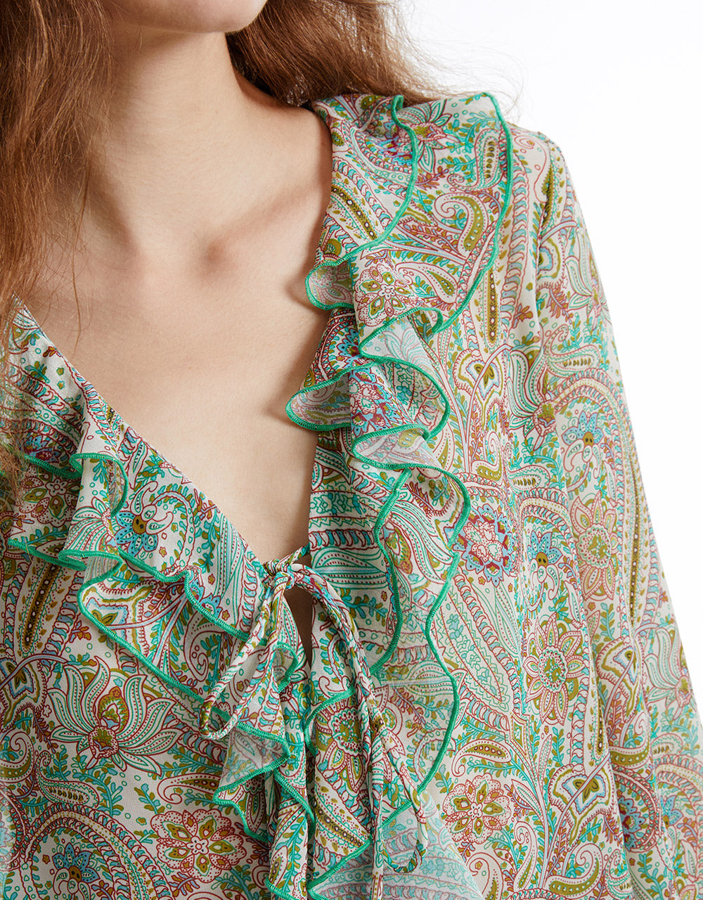 Paisley Print Ruffled Shirt