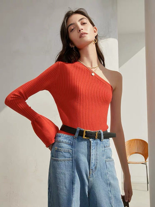 Nova Knit Toga Top- Brick Red