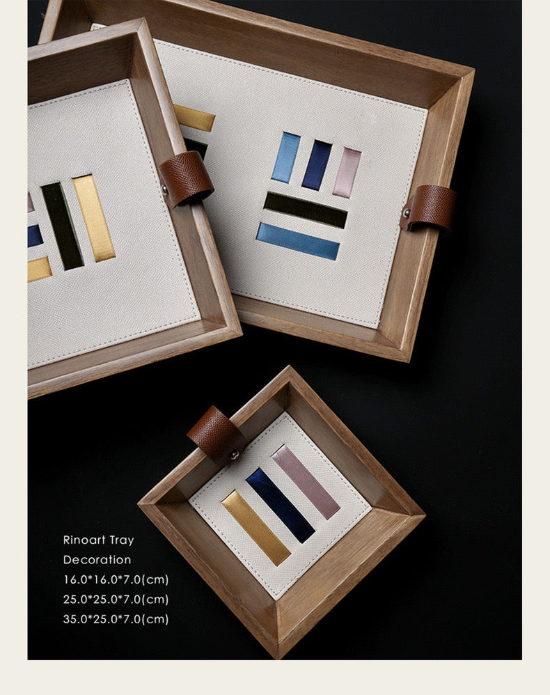 Top-Grain Leather Color-Block Ribbon Tray