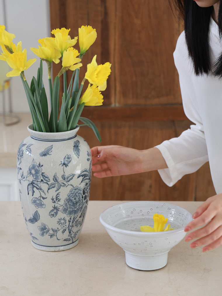 翡翠ポット春花瓶シリーズ、青と白の磁器の花瓶