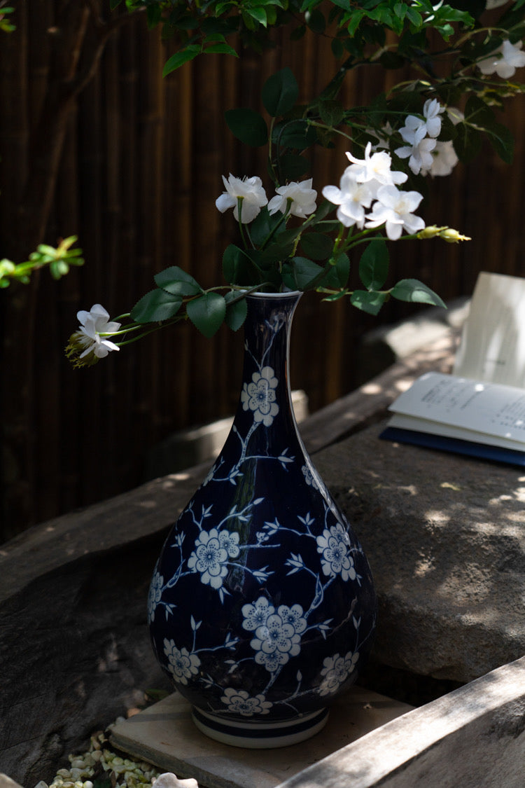 翡翠ポット春花瓶シリーズ、青と白の磁器の花瓶