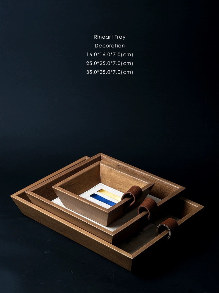 Top-Grain Leather Color-Block Ribbon Tray