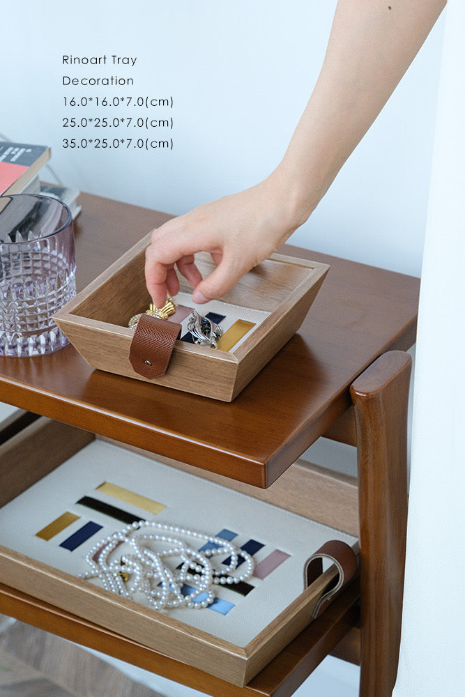 Top-Grain Leather Color-Block Ribbon Tray