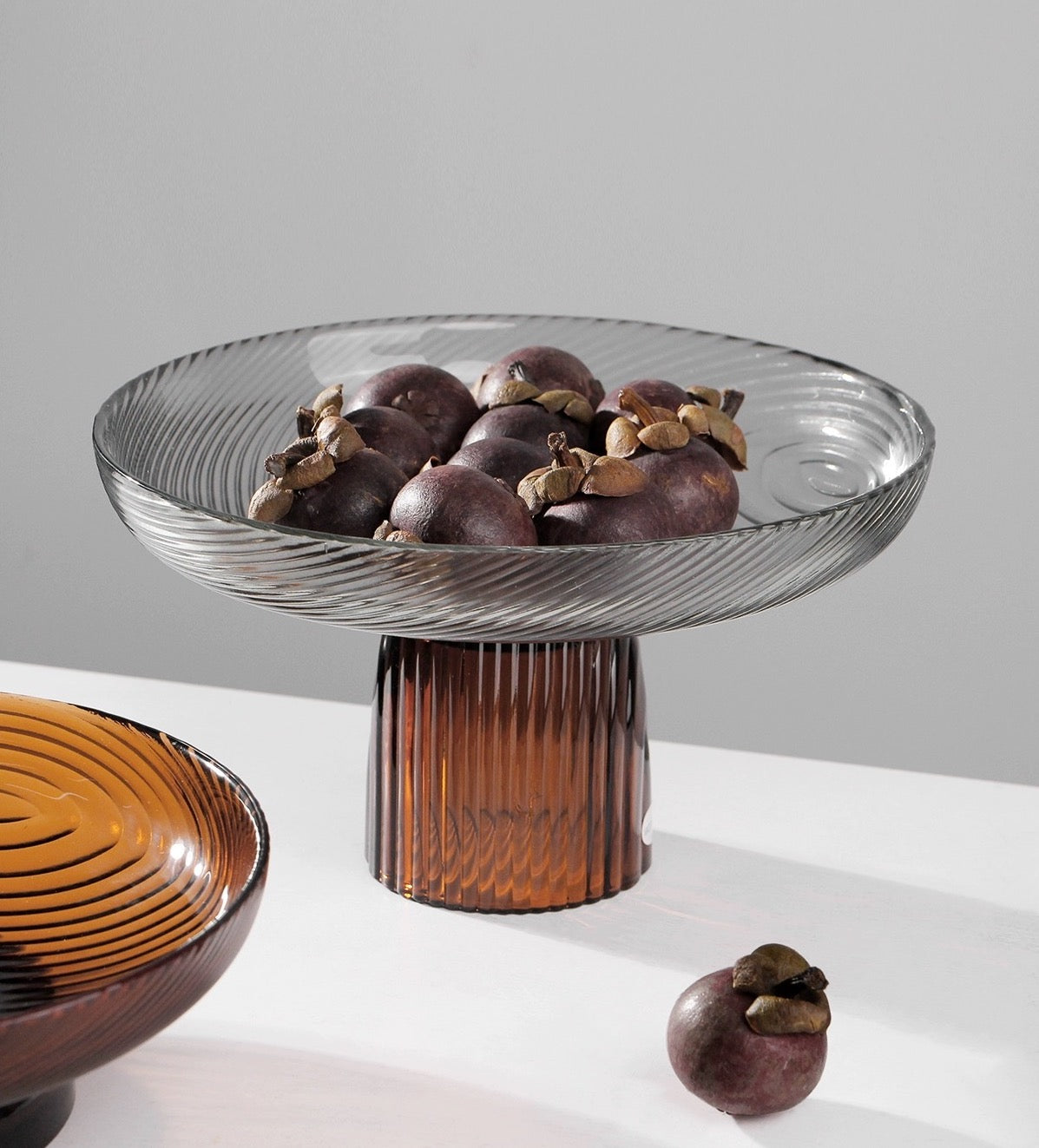 Glass Ripple Fruit Tray