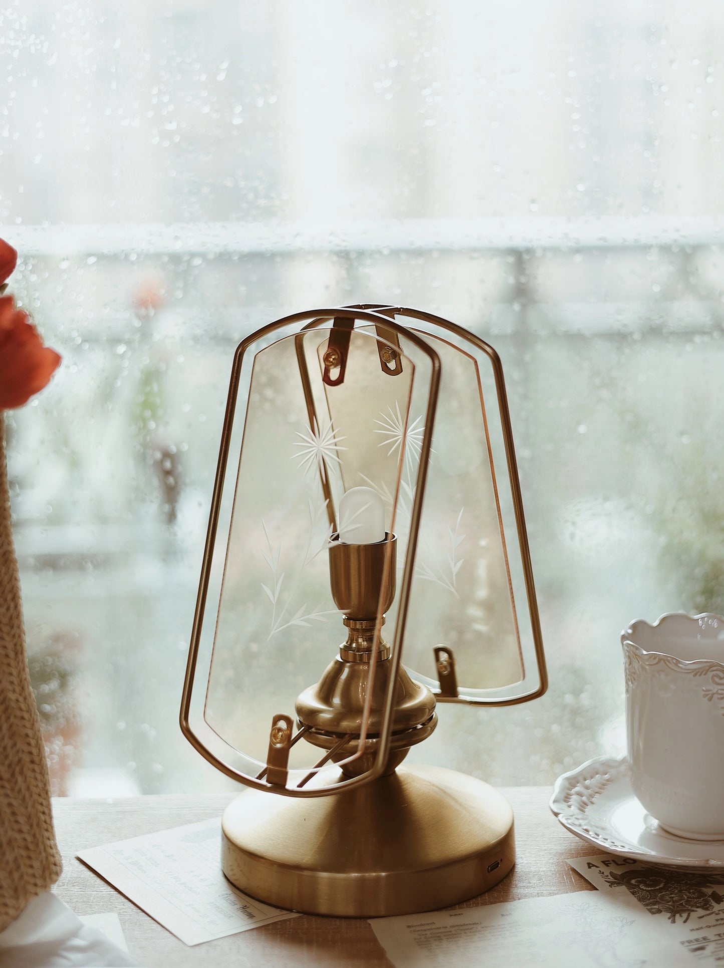 Etched Glass Table Lamp