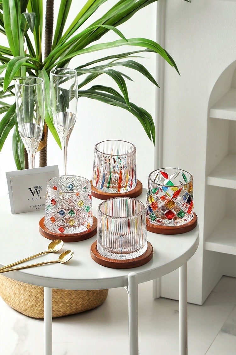 Whimsical Swirl Painted Glassware Set