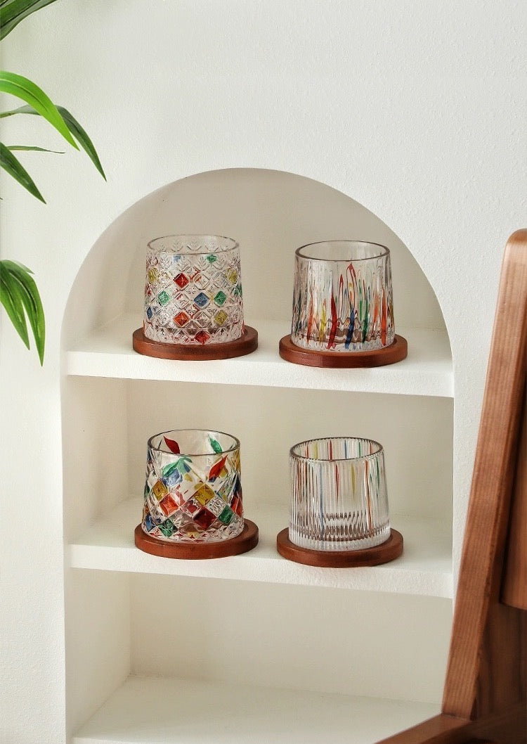 Whimsical Swirl Painted Glassware Set