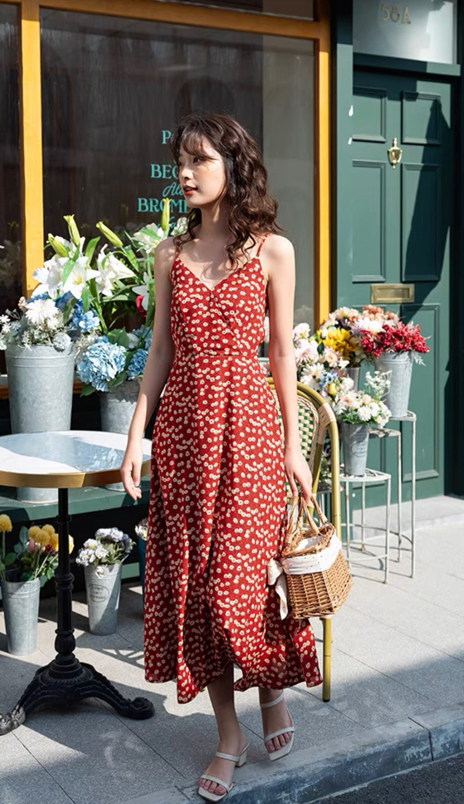 Primrose Tie-Back Cami Dress in Red