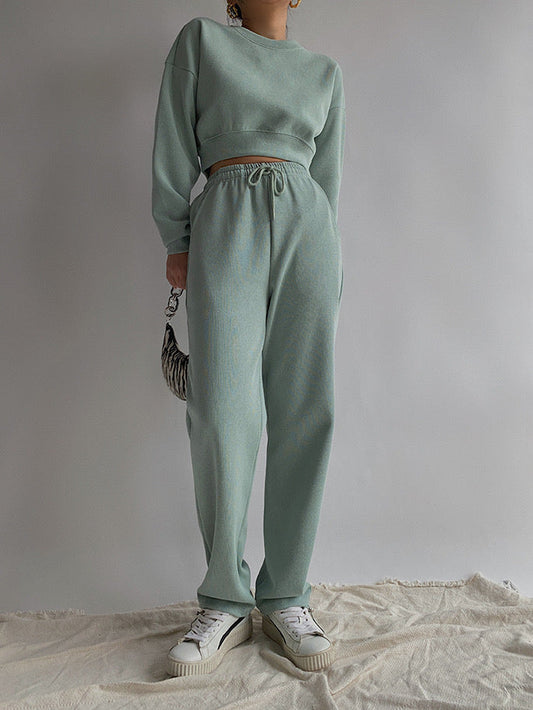 Pique High Waist Jogger Pants- Mint