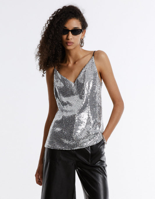 Cut Out Back Sequin Camisole