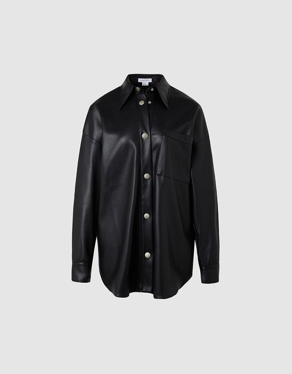 Patch Pocket Faux Leather Shirt