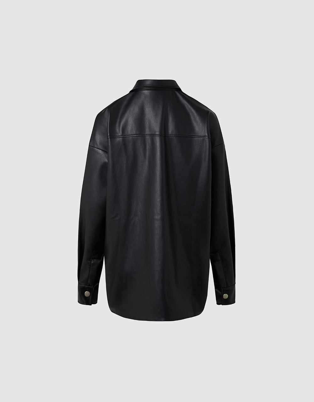 Patch Pocket Faux Leather Shirt