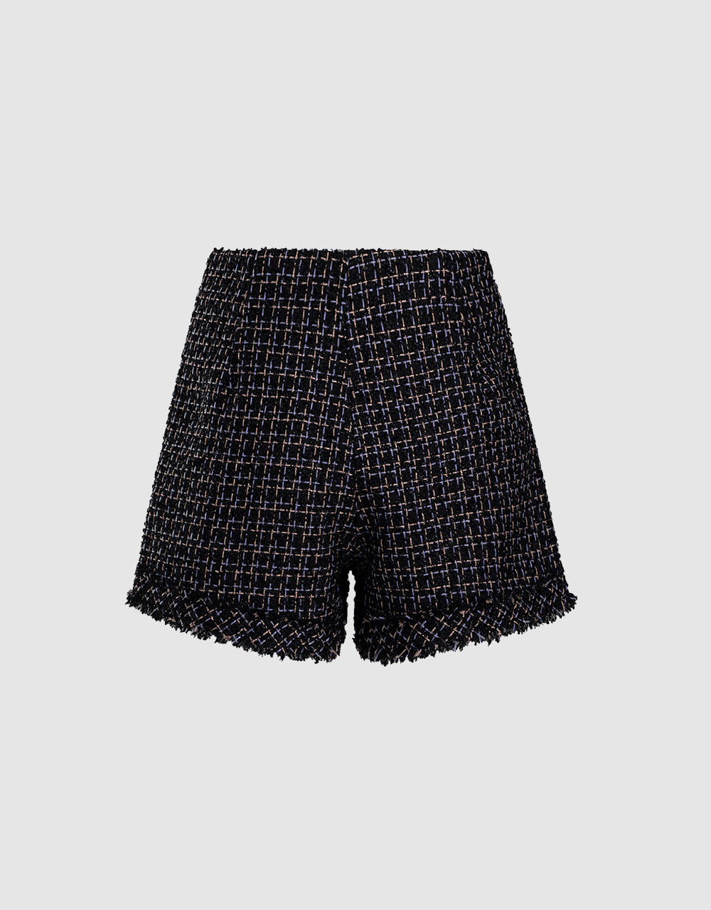 Tweed Plaid Raw Hem Shorts