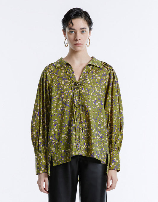 Floral Tie Front Blouse