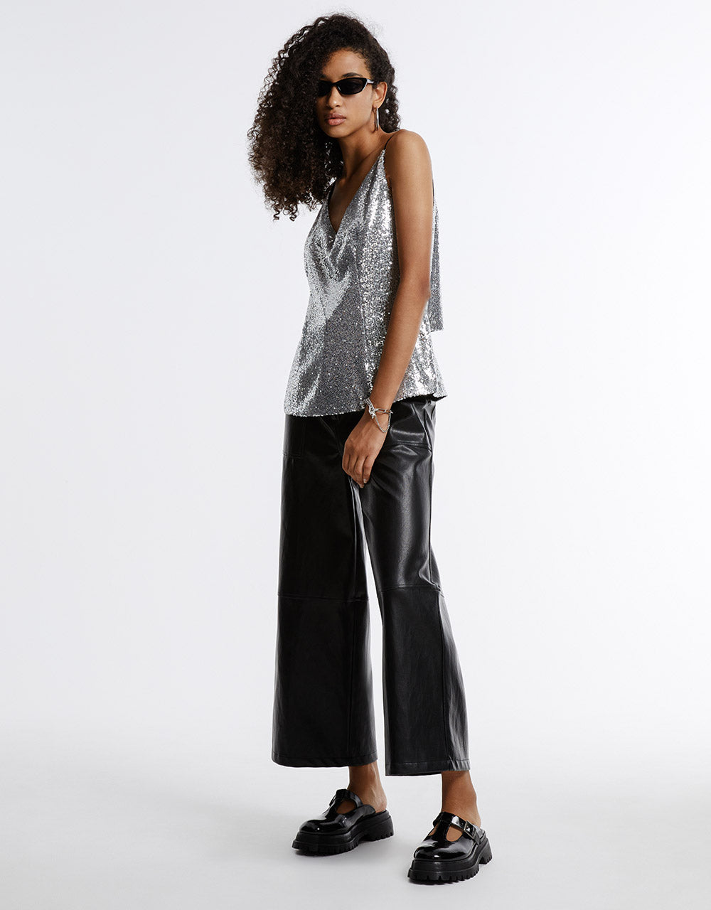 Faux Leather Wide Leg Pants