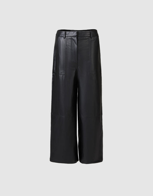 Faux Leather Wide Leg Pants