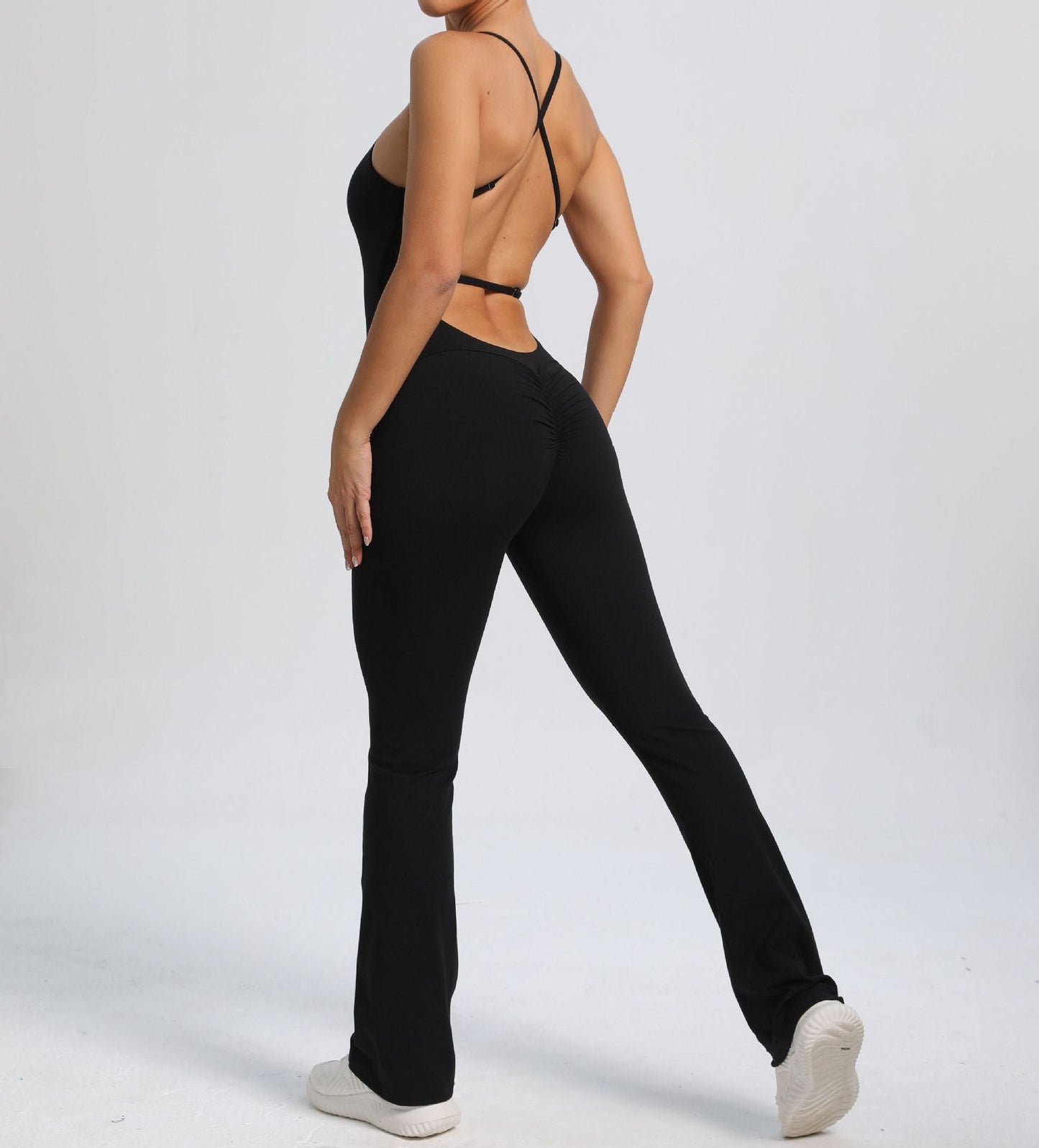 Power Backless Flared Jumpsuit