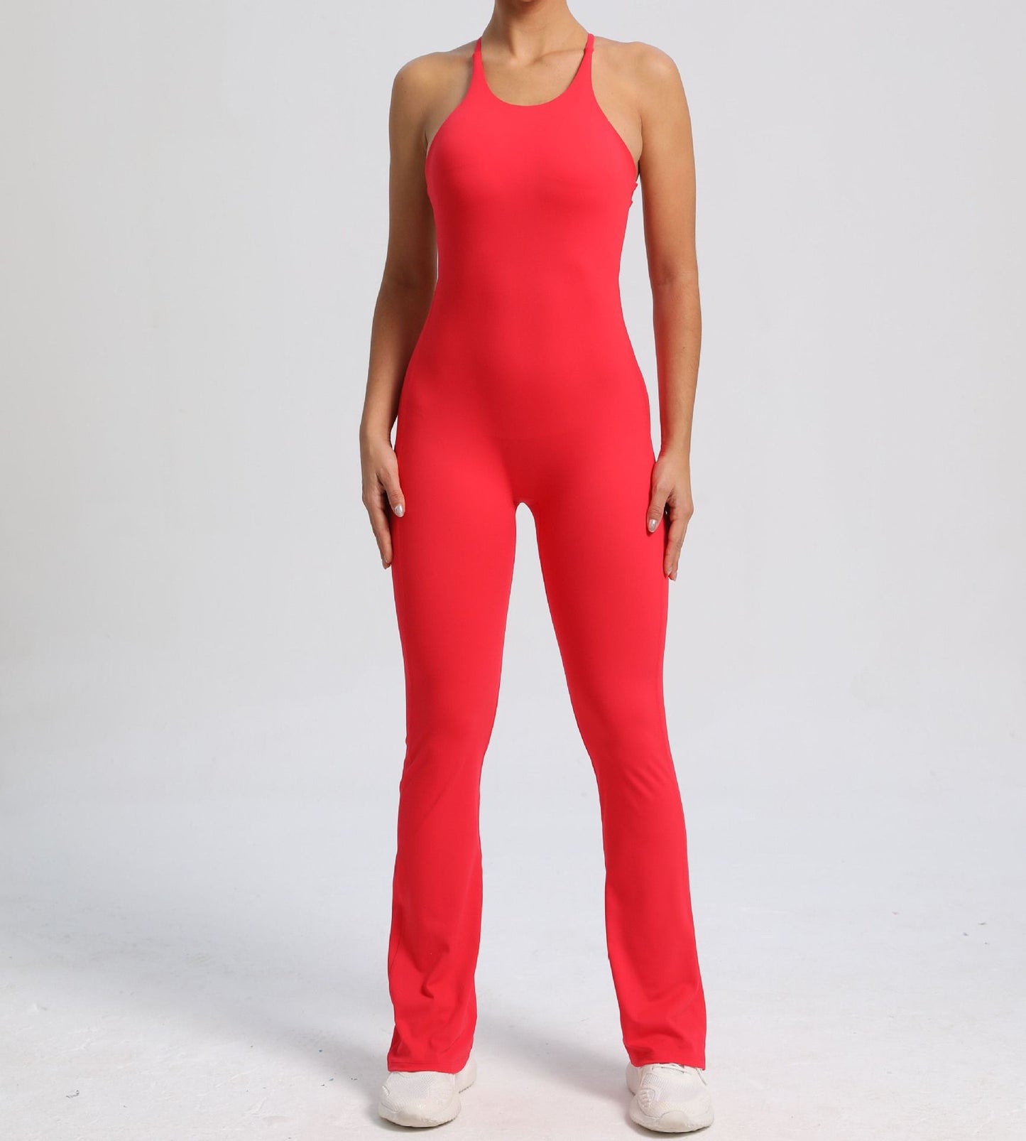 Power Backless Flared Jumpsuit