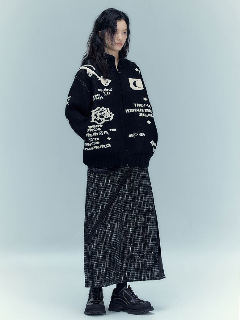 가죽 포켓 롱 니치 콘트라스트 스커트 